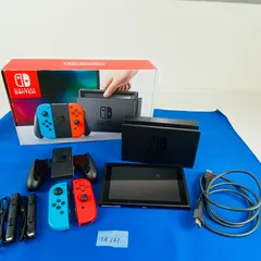 ◇YA261【フルセット】ニンテンドー スイッチ Nintendo Switch 初期型 HAC-001 本体・ジョイコン(L：ネオンブルー／R:ネオンレッド)・ドッグ・グリップ・ACアダプター・ストラップ×2本・HDMIケーブル・箱付き