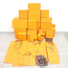 ITP709U6V8ES HERMES エルメス BOX ショッパー 純正 紙袋 オレンジ 空き箱 ボックス まとめ売り リボン ショッパー26枚 箱33個