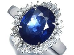 非加熱分析付鑑別書 天然ブルーサファイア2.963ct Pt850 ダイヤリング 