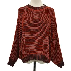 ケイビーエフ KBF アーバンリサーチ セーター ニット ラウンドネック プルオーバー リブ ドルマンスリーブ 長袖 FREE 赤 黒 レッド ブラック