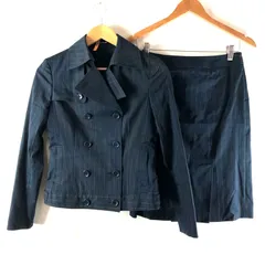 コムサデモード COMME CA DU MODE セットアップ スカートスーツ ダブル ストライプ ネイビー 9サイズ 984682