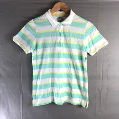 キャロウェイゴルフ Callaway Golf ポロシャツ 半袖 ゴルフウェア ボーダー ロゴ刺繍 綿100％ リブ 白 黄色 ミントグリーン系 Lサイズ 984685