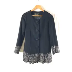 セシルマクビー CECIL McBEE コート ノーカラーコート デザインボタン スパンコール ビーズ 花柄 刺繍 裏地付き 黒 Mサイズ 985729のサムネイル