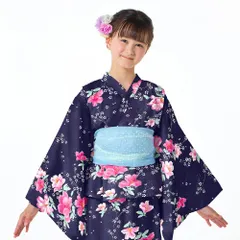 COLORFUL CANDY STYLE 新品  浴衣セット スイートピー・紺 浴衣 セパレート 子供 女の子 キッズ ワンピース セット 2way 110～150cm 子ども ジュニア 甚平 綿100% 小学生 女子 幼稚園 保育園 小学校 夏向き 夏祭り