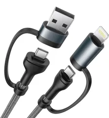 ★4in1 充電ケーブル 1M マルチ Yosou iPhone 充電ケーブル タイプC 1m USB C ライトニングケーブル PD ケーブル 60W 高速充電 USB C Cケーブル