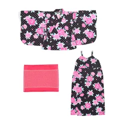 COLORFUL CANDY STYLE 新品  浴衣セット バラと水玉・ピンク 浴衣 セパレート 子供 女の子 キッズ ワンピース セット 2way 110～140cm 子ども ジュニア 甚平 綿100% 小学生 女子 幼稚園 保育園 小学校 夏向き