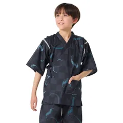 COLORFUL CANDY STYLE 新品  甚平(男の子) 月の輪・紺 110～150cm ジュニア キッズ 子供 男の子 甚平 甚兵衛 ジンベイ ジンベエ じんべえ 綿100% 小学生 男子 夏向き 夏祭り 部屋着 花火大会 納涼祭 イベント