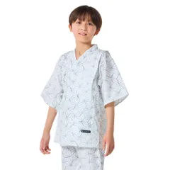 COLORFUL CANDY STYLE 新品  甚平(男の子) 麻の葉かすみ・白 110～150cm ジュニア キッズ 子供 甚平 甚兵衛 ジンベイ ジンベエ じんべえ 綿100% 小学生 男子 夏向き 夏祭り 部屋着 花火大会 納涼祭 イベント