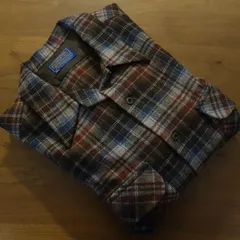ヴィンテージ ペンドルトン ボードシャツ アンバーｘベージュｘネイビーチェック XL 1970s Made in USA 極美品 オープンカラー アメリカ製