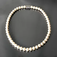 マグネット式 磁石タイプ パールネックレス イミテーションパール 直径約8.3mm 全長約435mm 白 クリーム系 結婚式 入学 卒業 冠婚葬祭 フォーマル 一連 レディースアクセサリー■S167
