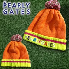PEARLY GATES パーリーゲイツ ゴルフ 日本製 カラフルロゴ刺繍 ビタミンカラー ポンポン付き ニットワッチ ニット帽 帽子 ユニセックス 053-2287104 定価1万 オレンジ イエロー FR ▲011▼51126w01