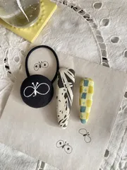 くるみボタンヘアゴム＆パッチンピン　３点セット　☆　ミナペルホネン  choucho,flower nest