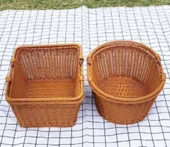 新しい未使用 オーバルバスケット レクタングル 籐かご 盛り付け 小物入れ 収納 家庭用 収納ボックス 収納カゴ 籠 収納バスケット 編み 小