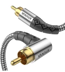 ★VANAUX L型RCA ケーブル サブウーファー ケーブル 同軸デジタルケーブル (オス- 90度オス)ホームシアター/スピーカー/テレビ/ゲーム機に対応 -銀色 (2m)