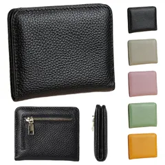 [GRHONC] ミニ財布 薄型 レディース お札が折れない 本革 メンズ 二つ折り コンパクト 小さい財布 キャッシュレス ミニマリスト (ブラック) [ブラック]