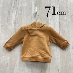 ap10807 OBAiBi オバイビ BABY ベビーパーカー 70 9M 71cm ブラウン スウェット ロゴ 刺繍 スナップボタン 長袖 9ヶ月 OBAÏBI