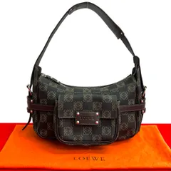 極 美品 袋付き LOEWE ロエベ アナグラム 総柄 レザー 本革 ワンショルダーバッグ セミショルダーバッグ ハンドバッグ ブラウン 34837