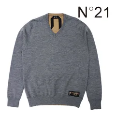 【N21】ヌメロ ヴェントゥーノ ニット ウールニット 長袖 KNIT MAGLIA PULLOVER シンプル Vネック 切り替え メンズ ユニセックスのサムネイル