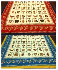 インド綿 マルチカバー 2枚セット(同柄・色違い)105×105cm|ソファカバー・タペストリーに|お得なセット価格! E+F