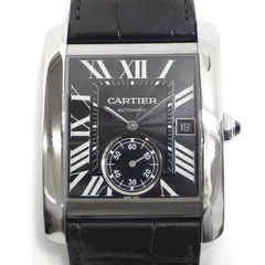 カルティエ Cartier 腕時計 タンクMC W5330004 デイト スモールセコンド 裏スケ レクタンギュラー ブラックギョーシェ文字盤 SS ブラック アリゲーターレザーベルト 自動巻き 【箱・保付き】 【中古】のサムネイル