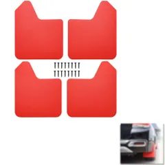 one+lifestyle 汎用 マッドフラップ 4枚セット 泥除け SUV トラック セダン対応 ラリースタイル (レッド)