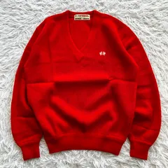 状態良 McGREGOR マックレガー セーター ニット Vネック レッド ロゴ刺繍 古着 4535