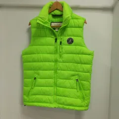 ks35◆ダウンベスト メンズ USAサイズM(L~LLサイズ相当・レディースLLサイズ相当) 蛍光グリーンAbercrombie&Fitch アバクロンビー&フィッチ