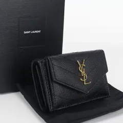 SAINT LAURENT サンローラン タイニーウォレット モノグラム 602791 三つ折り財布 カーフ【中古】 レディース