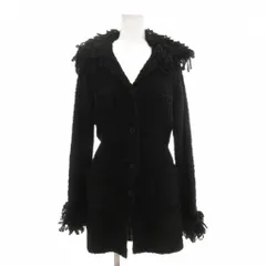 タバサ TABASA ニットジャケット 36 シャギー ウール混 黒 ブラック /AE