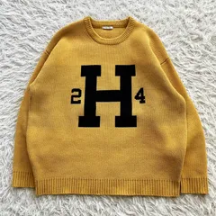 美品 ベイフロー  セーター ニット 長袖 古着 イエロー クルーネック 4447