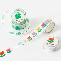 スマイル ロール ステッカー 韓国雑貨 シール 4種