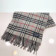バーバリー Burberry Burberrys バーバリーズ ノヴァチェック フリンジ マフラー ラムウール グレー B-85