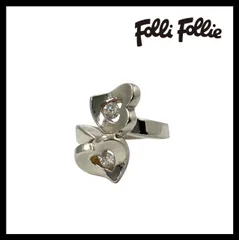 Y【Folli Follie】ハート リング SV925 SILVER/シルバー 総重量約7.4g #50 約9.5号 指輪 フォリフォリ (61562NY6a②)