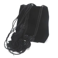 ジョルジオアルマーニ GIORGIO ARMANI ショルダーバックパックポシェット クロスボディ 斜めがけ タッセル ビーズ ブラック 黒系 ベロアのサムネイル
