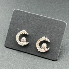 【新品】アクセサリー ピアス◆ブラック カラー 月 ラインストーン デザイン 両耳セット レディース◆キャッチ付◆スタッドピアス◆