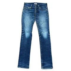 MOUSSY VINTAGE 日本製 ローライズ ストレートスリム スキニー ダメージ加工 インディゴ サイズ25 レディースS マウジー