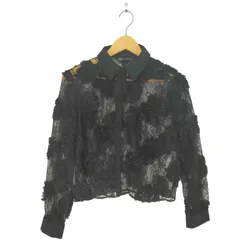 ザラ ZARA フラワーレースシースルーシャツ レディース import：XS 
