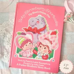 希少 ヴィンテージ 絵本 Baby Strawberry Shortcake / Fig Boot’s Happy Day 1984年 洋書 児童書 ジャンクジャーナル素材 ピンク