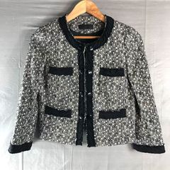MOGA モガ（LL）長袖 ジャケット 総柄 ノーカラー 上質 シルク100 