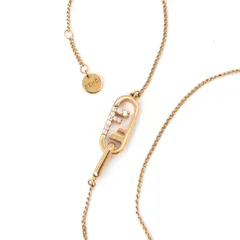 フェンディ FENDI オーロック ネックレス ペンダント ラインストーン ロゴ ゴールド