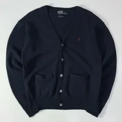 POLO Ralph Lauren ポロラルフローレン 刺繍 ラムウール ネイビー Vネック ニットカーディガン