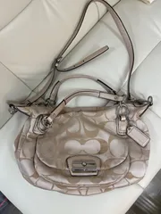 送料無料！！COACHコーチ　ロゴバッグ　ベージュ系　#71223MOLM1