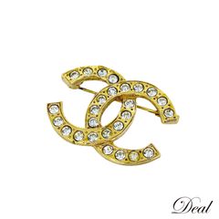 極美品】CHANEL シャネル ブローチ ココマーク ラインストーン レザー