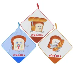 【メール便】パンどろぼう ループタオル 制菌 ループ付きハンドタオル 3枚組 丸眞 入園入学準備雑貨 絵本キャラクター グッズ 