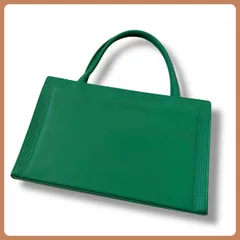 グリーン レザー ハンドバッグ セレモニー フォーマル かっちり お出かけ コンパクト
