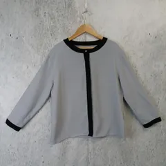 Le souk ルスーク レディース トップス 七分袖 前開き ブラウス バンドカラー サイズ38 グレー〇□