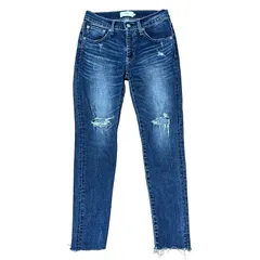 AZUL BY MOUSSY CUT OFF CRASH SKINNY インディゴ レディースS アズールバイマウジー