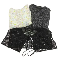 スーナウーナ Sunauna 3点 セット まとめ ワンピース ひざ丈 半袖 七分袖 花柄 刺繍 レース つけ襟 38 ベージュ 黒 ブラック