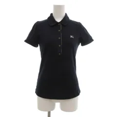 バーバリーブルーレーベル BURBERRY BLUE LABEL ポロシャツ 36 鹿の子 半袖 ノバチェック ロゴ 紺 ネイビー /NU ■ECT