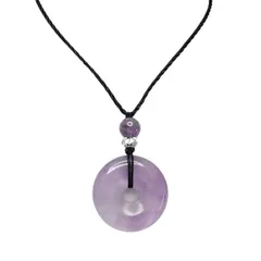 一点物ラベンダーアメジスト丸平安扣ネックレス天然石愛の守護石安全御守り